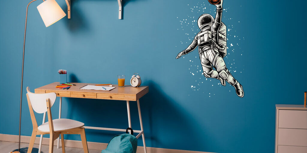 Kosmonaut korvpalliga - print lasetoa seinale